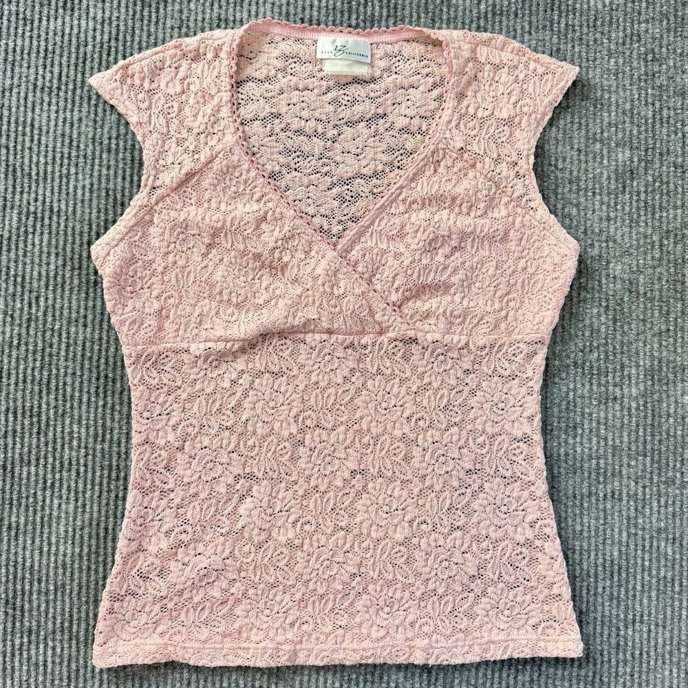 Byer Pink Lace Top Women Small Boho Fairy Grunge Festival Y2K Coquette Vintage - Picture 5 of 9